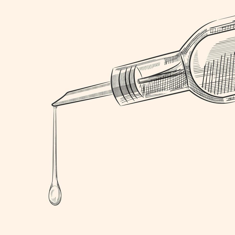 Bottle with pouring oil with dispenser. Bottle, oil flowing. Hand drawn illustration for oil labels, packaging design. sketches with transparent background, vector