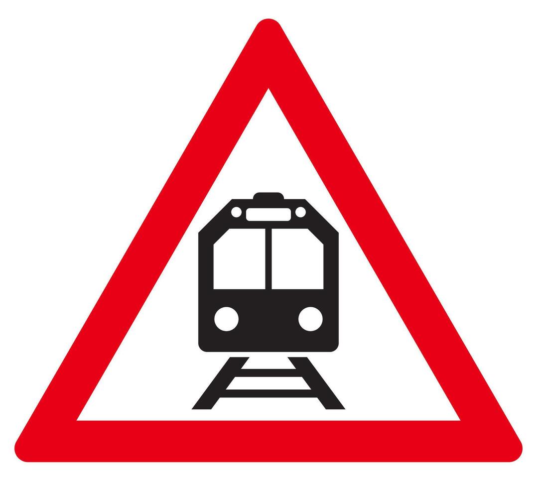 clossed railroad train crossing danger warning sign printable template flat design icon public sign transparent background vector