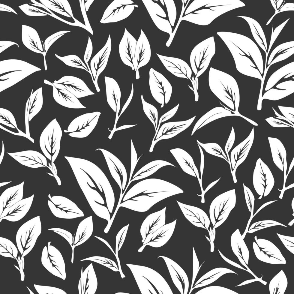 green leaves pattern background. Green tea leaf seamless pattern. tea leaves pattern background. seamless patterns with green leaves of tea. vector