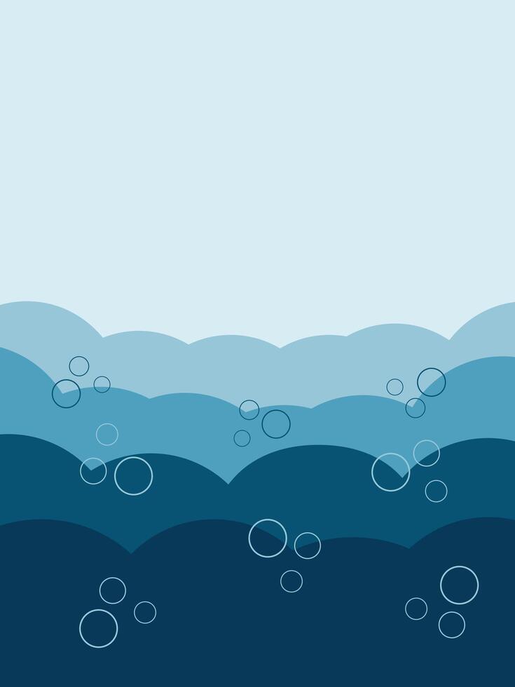 Underwater banner bubbles. Save World oceans day. See or lake, or ocean view vector