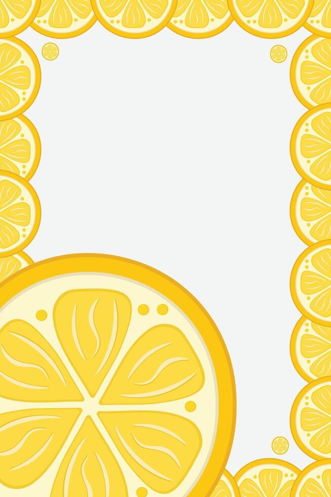 Fresh lemon frame. Fruit citrus lemons border vector