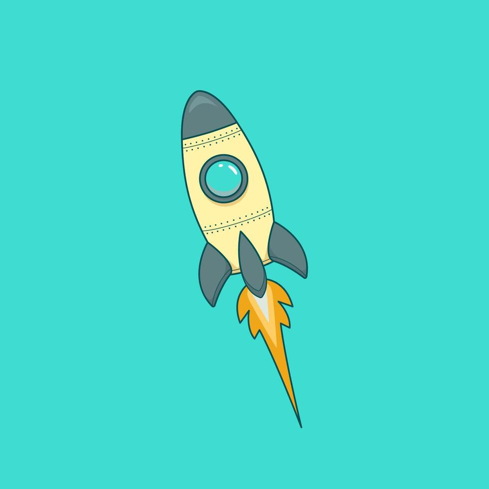 retro rocket illustration vector