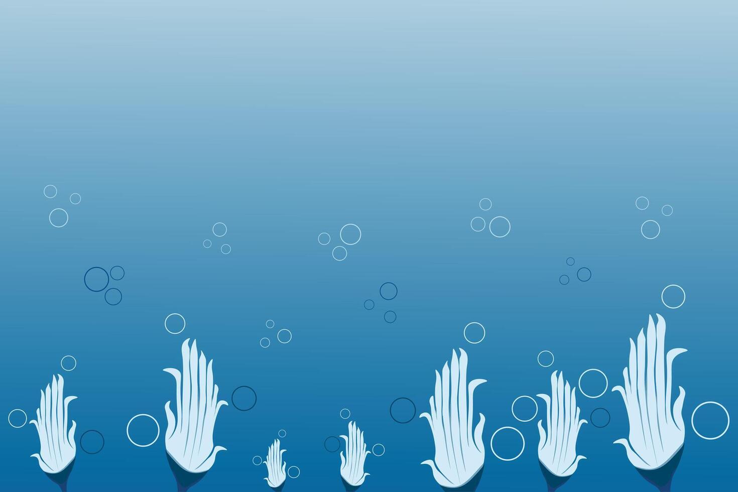 Underwater banner bubbles. Save World oceans day. See or lake, or ocean view vector