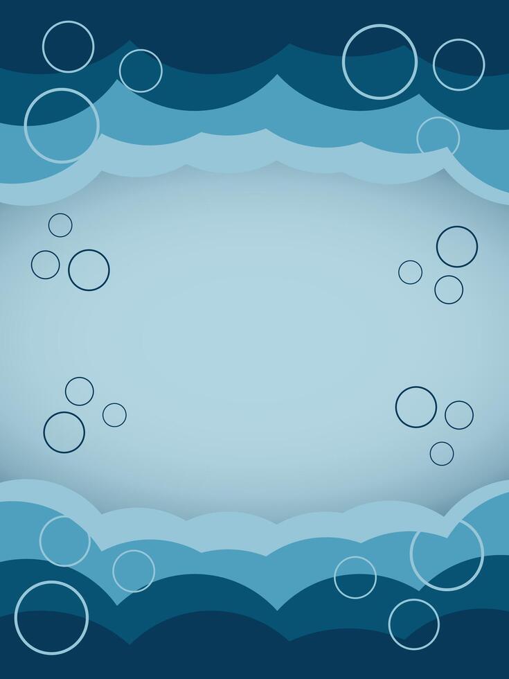 Underwater banner bubbles. Save World oceans day. See or lake, or ocean view vector