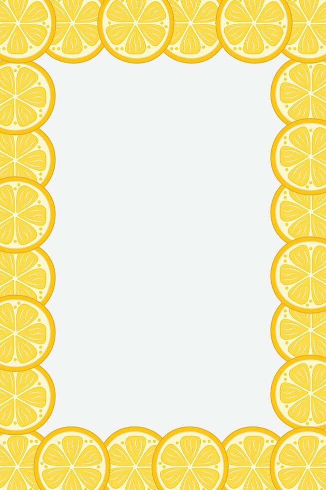 Fresh lemon frame. Fruit citrus lemons border vector