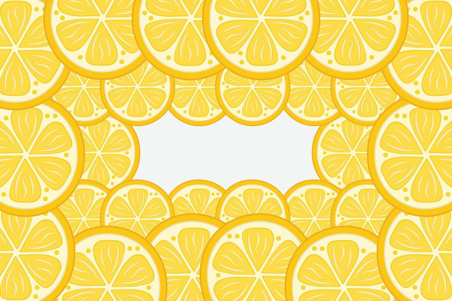 Fresh lemon frame. Fruit citrus lemons border vector