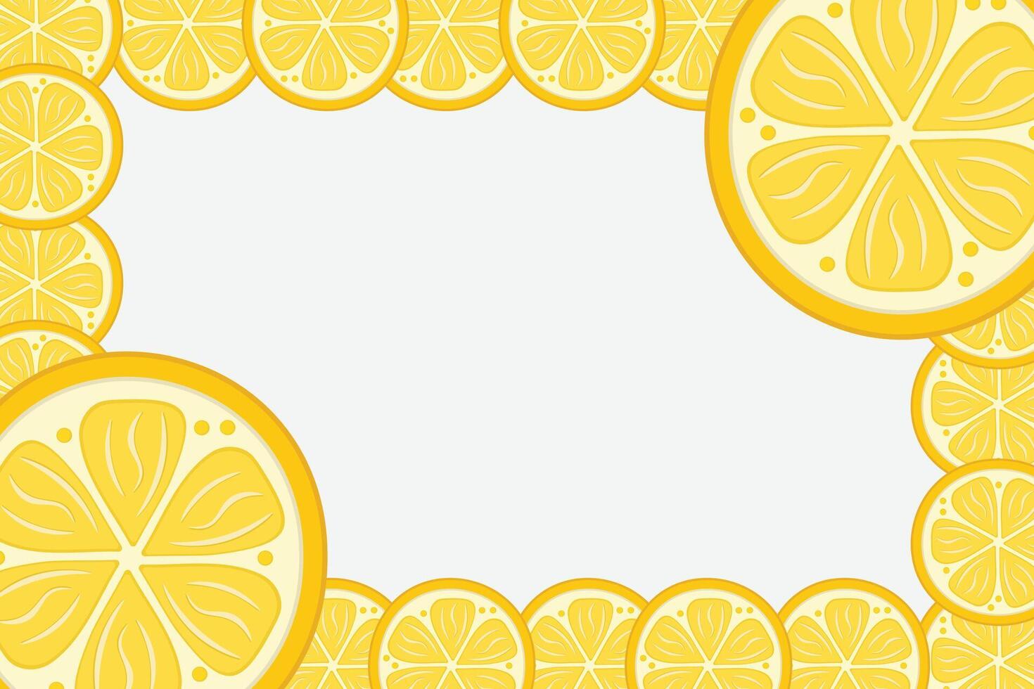 Fresh lemon frame. Fruit citrus lemons border vector