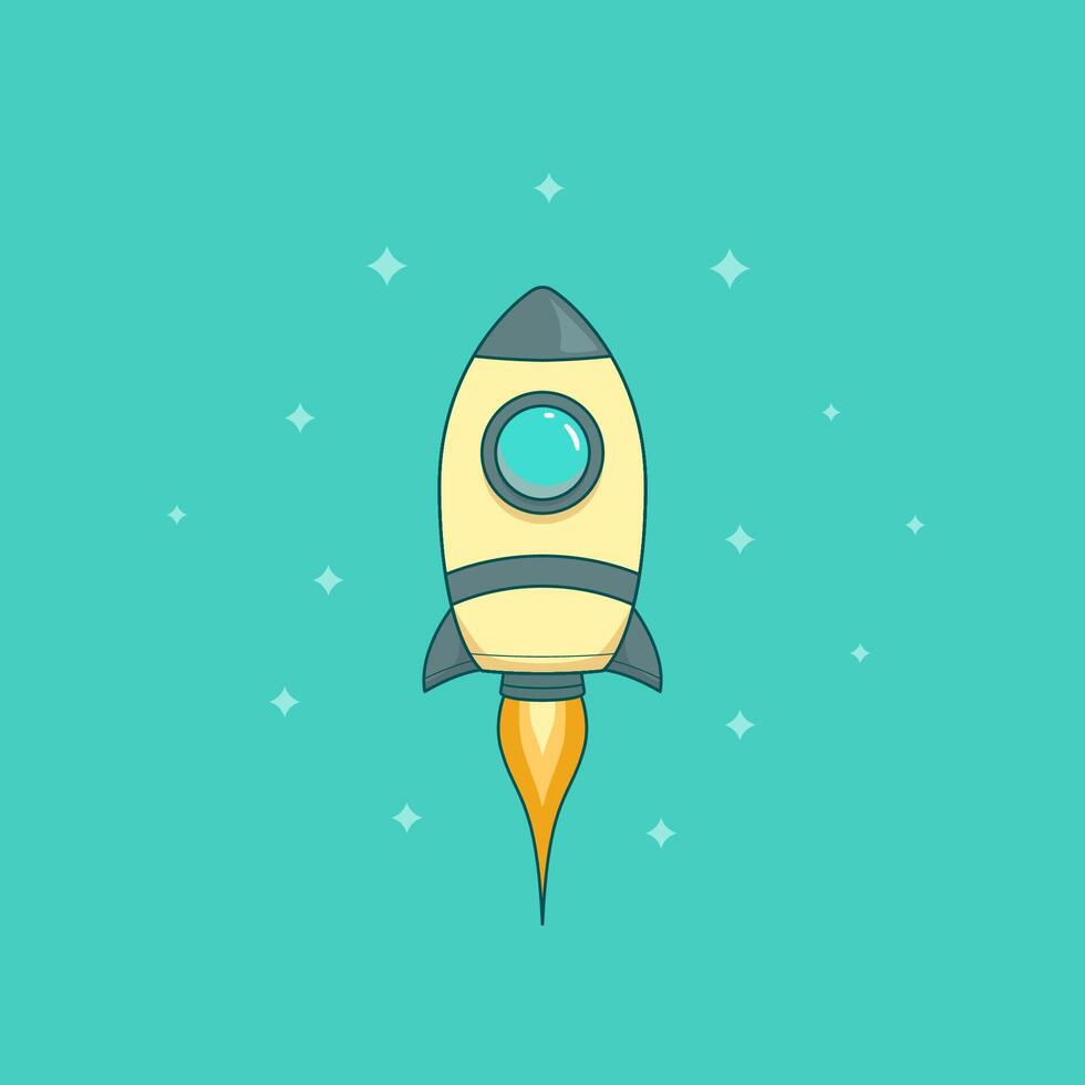 retro small flying rocket illustration vector