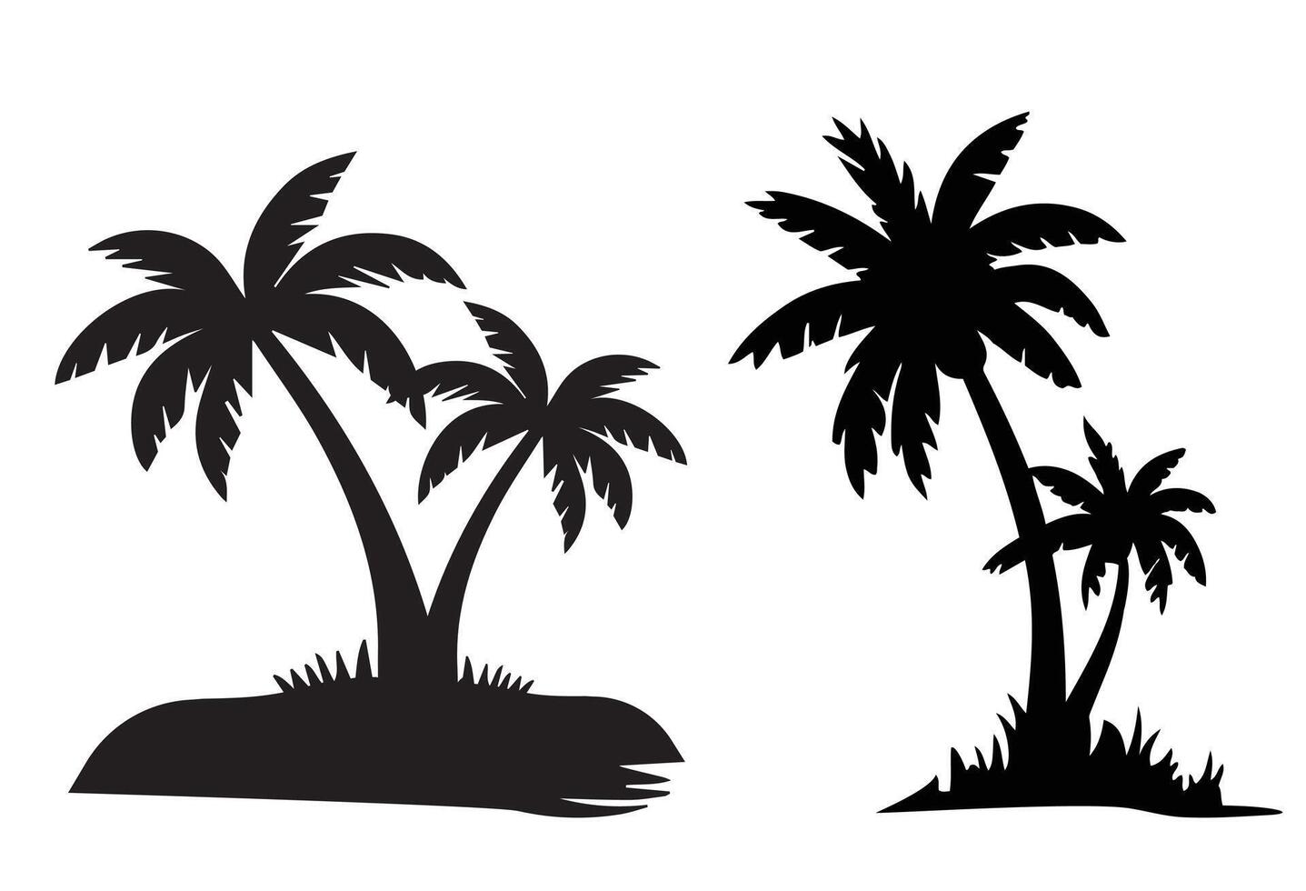 A set of Palm tree silhouette isolated on a white background, Tropical palm tree black clipart. Tropical palm tree vector