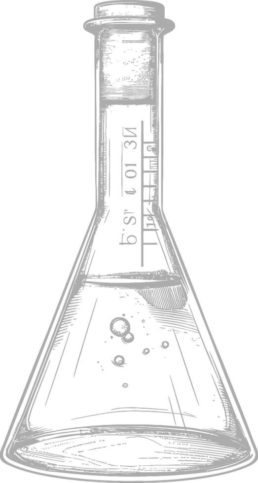 erlenmeyer tube with engraving style black color only vector