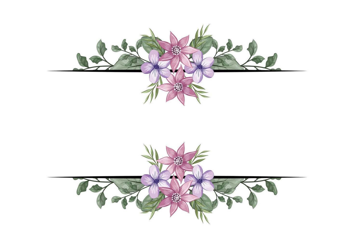The Blooms Greenery Floral Foliage Ornament Corner Text Separator adds elegant framing text in invitations, cards vector
