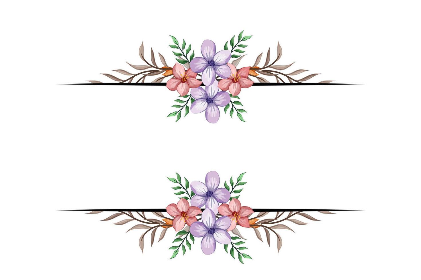 The Blooms Greenery Floral Foliage Ornament Corner Text Separator adds elegant framing text in invitations, cards vector