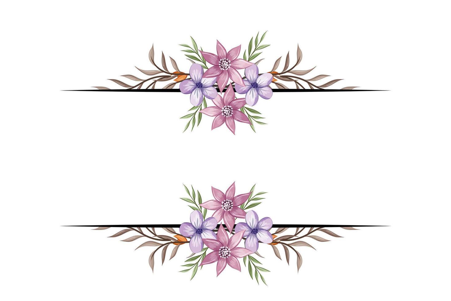 The Blooms Greenery Floral Foliage Ornament Corner Text Separator adds elegant framing text in invitations, cards vector