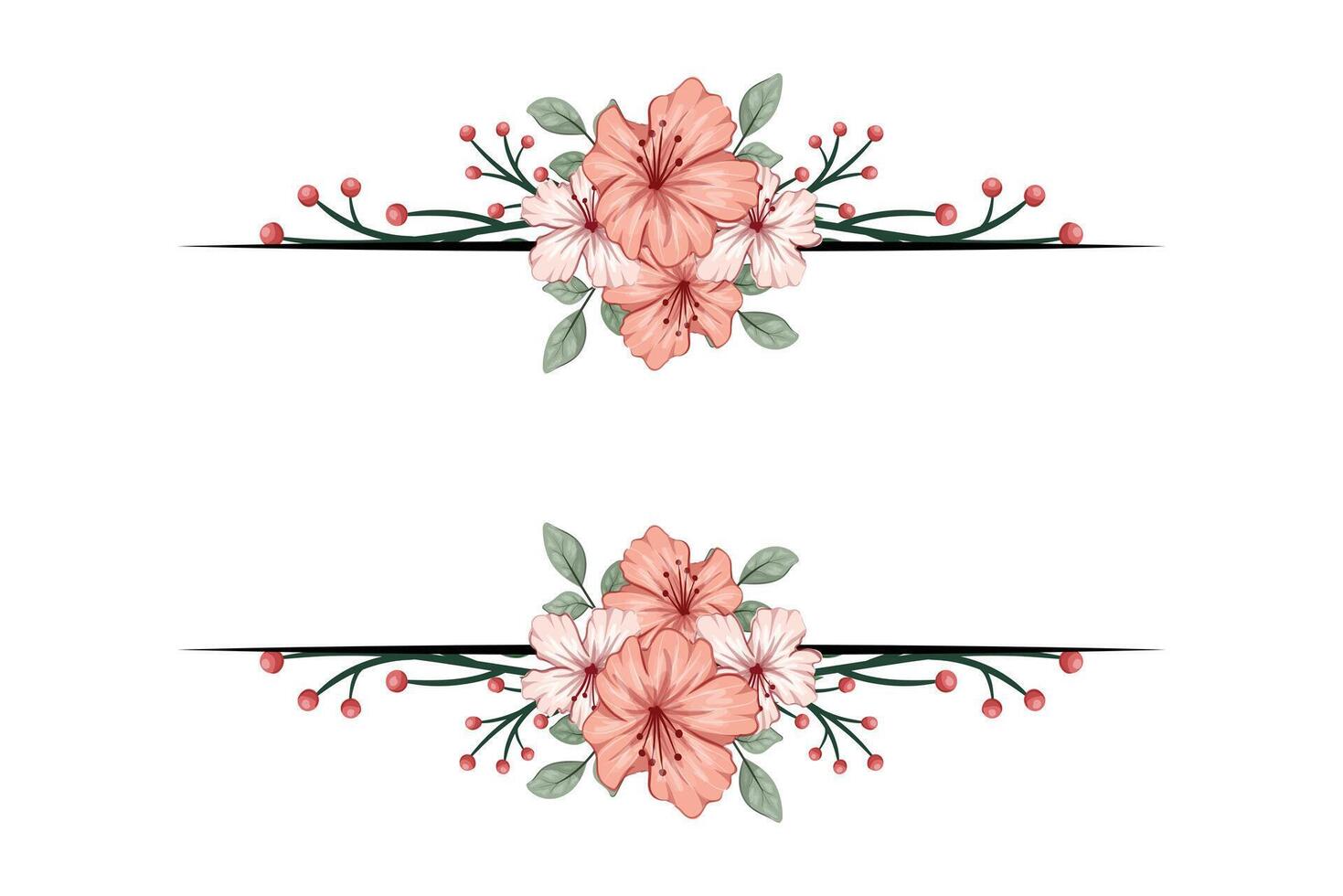 The Blooms Greenery Floral Foliage Ornament Corner Text Separator adds elegant framing text in invitations, cards vector