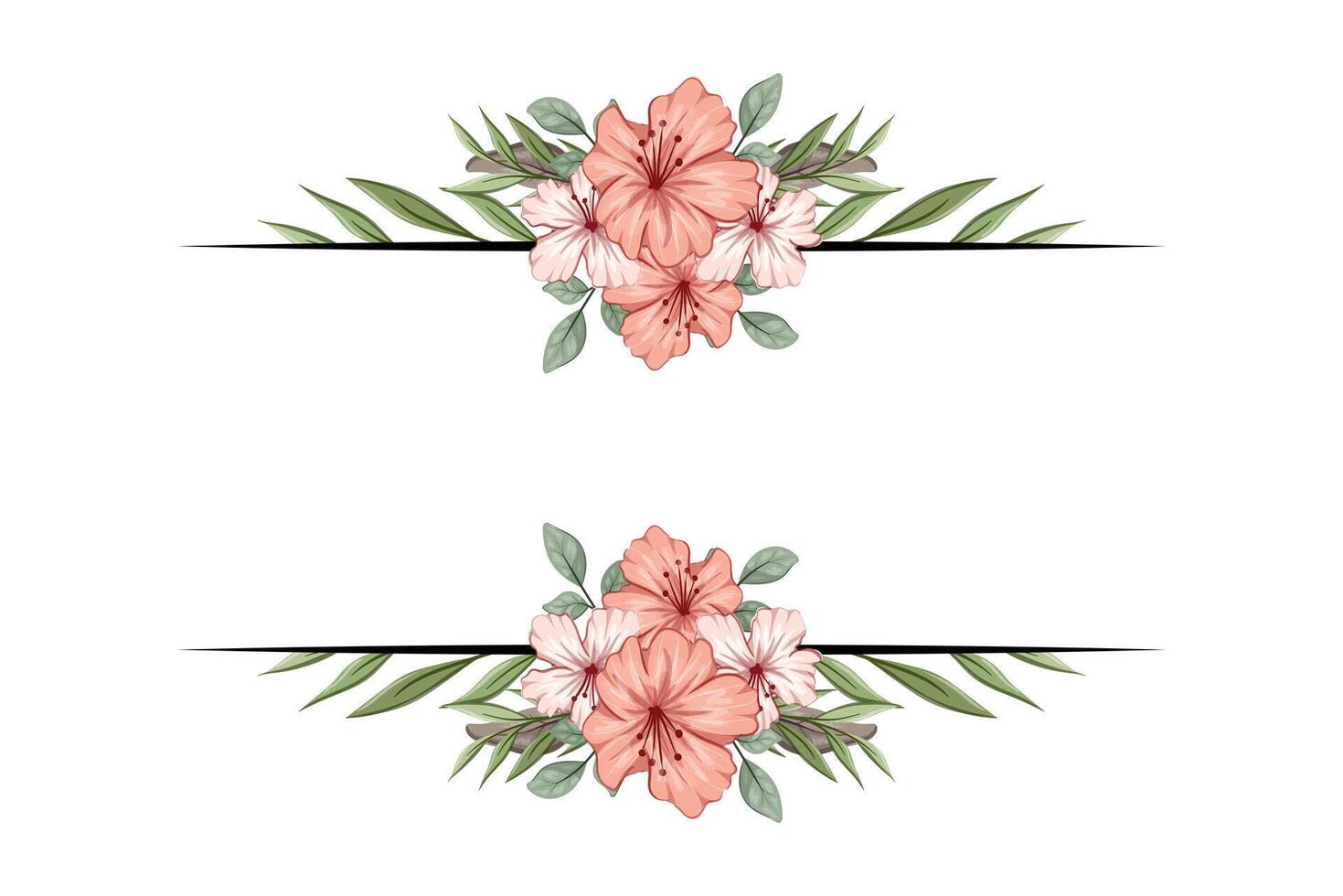 The Blooms Greenery Floral Foliage Ornament Corner Text Separator adds elegant framing text in invitations, cards vector