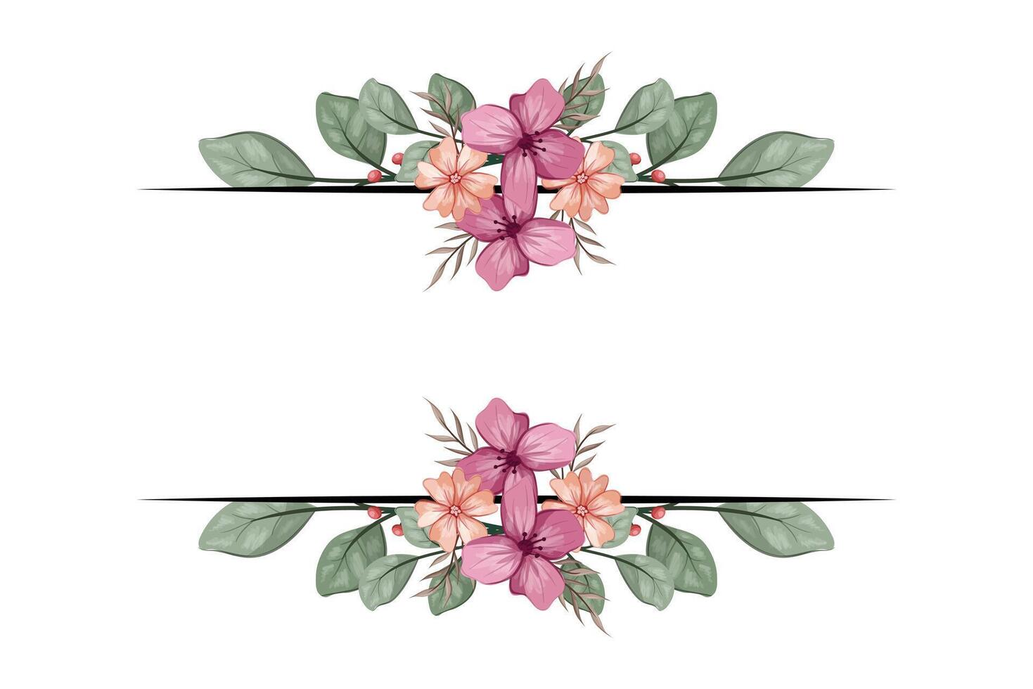 The Blooms Greenery Floral Foliage Ornament Corner Text Separator adds elegant framing text in invitations, cards vector