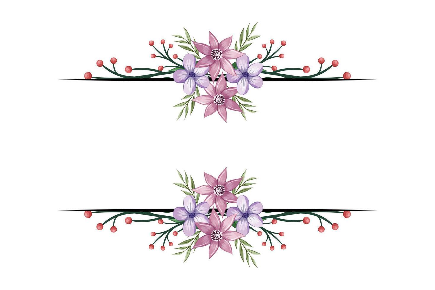 The Blooms Greenery Floral Foliage Ornament Corner Text Separator adds elegant framing text in invitations, cards vector