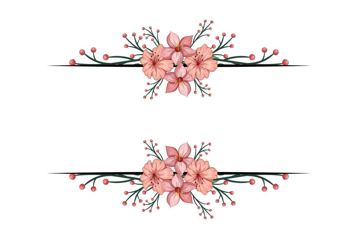 The Blooms Greenery Floral Foliage Ornament Corner Text Separator adds elegant framing text in invitations, cards vector