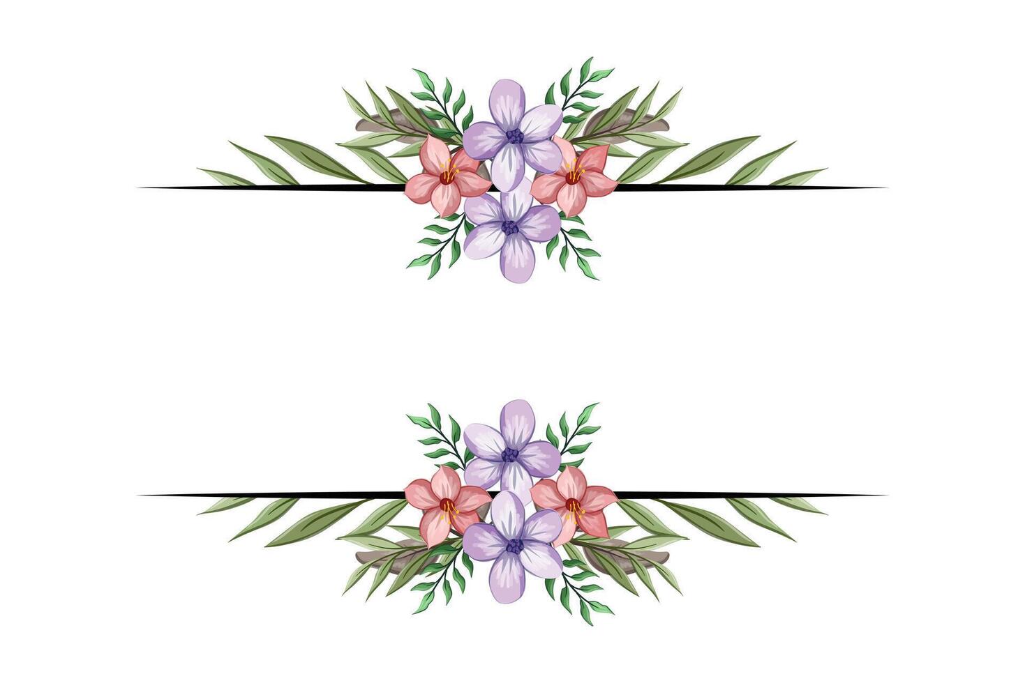 The Blooms Greenery Floral Foliage Ornament Corner Text Separator adds elegant framing text in invitations, cards vector