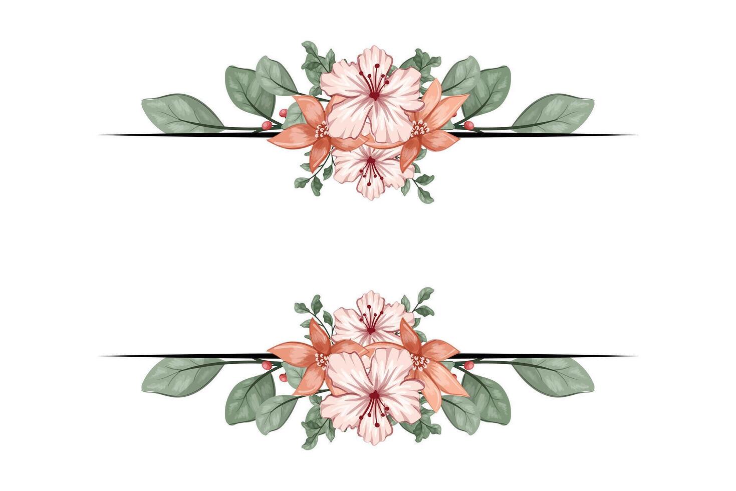 The Blooms Greenery Floral Foliage Ornament Corner Text Separator adds elegant framing text in invitations, cards vector
