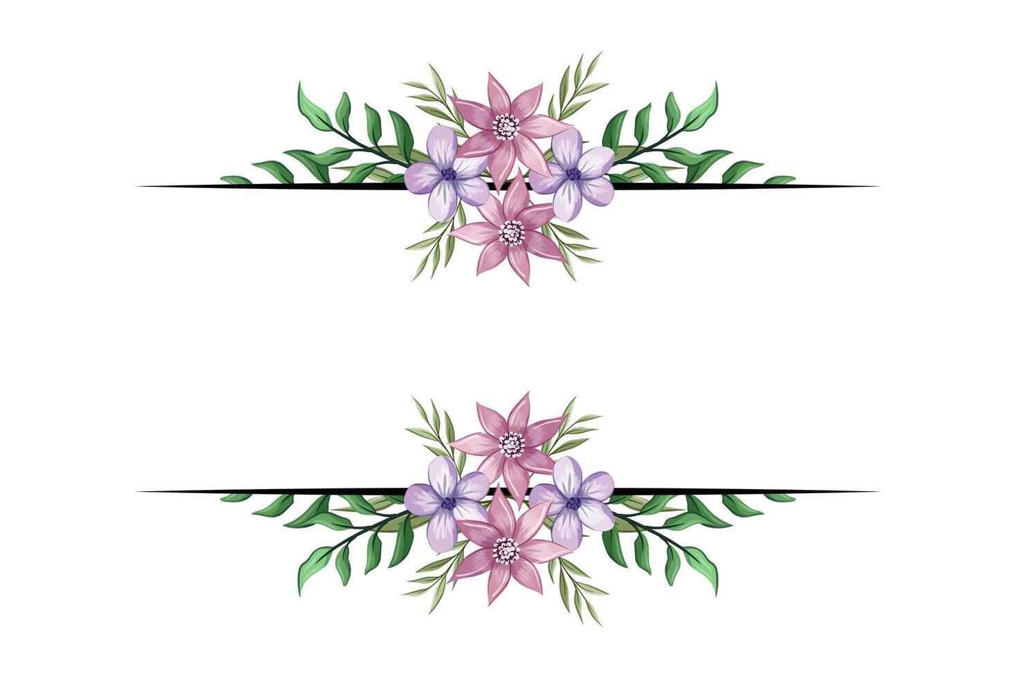 The Blooms Greenery Floral Foliage Ornament Corner Text Separator adds elegant framing text in invitations, cards vector