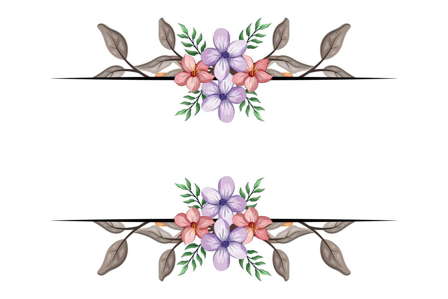 The Blooms Greenery Floral Foliage Ornament Corner Text Separator adds elegant framing text in invitations, cards vector