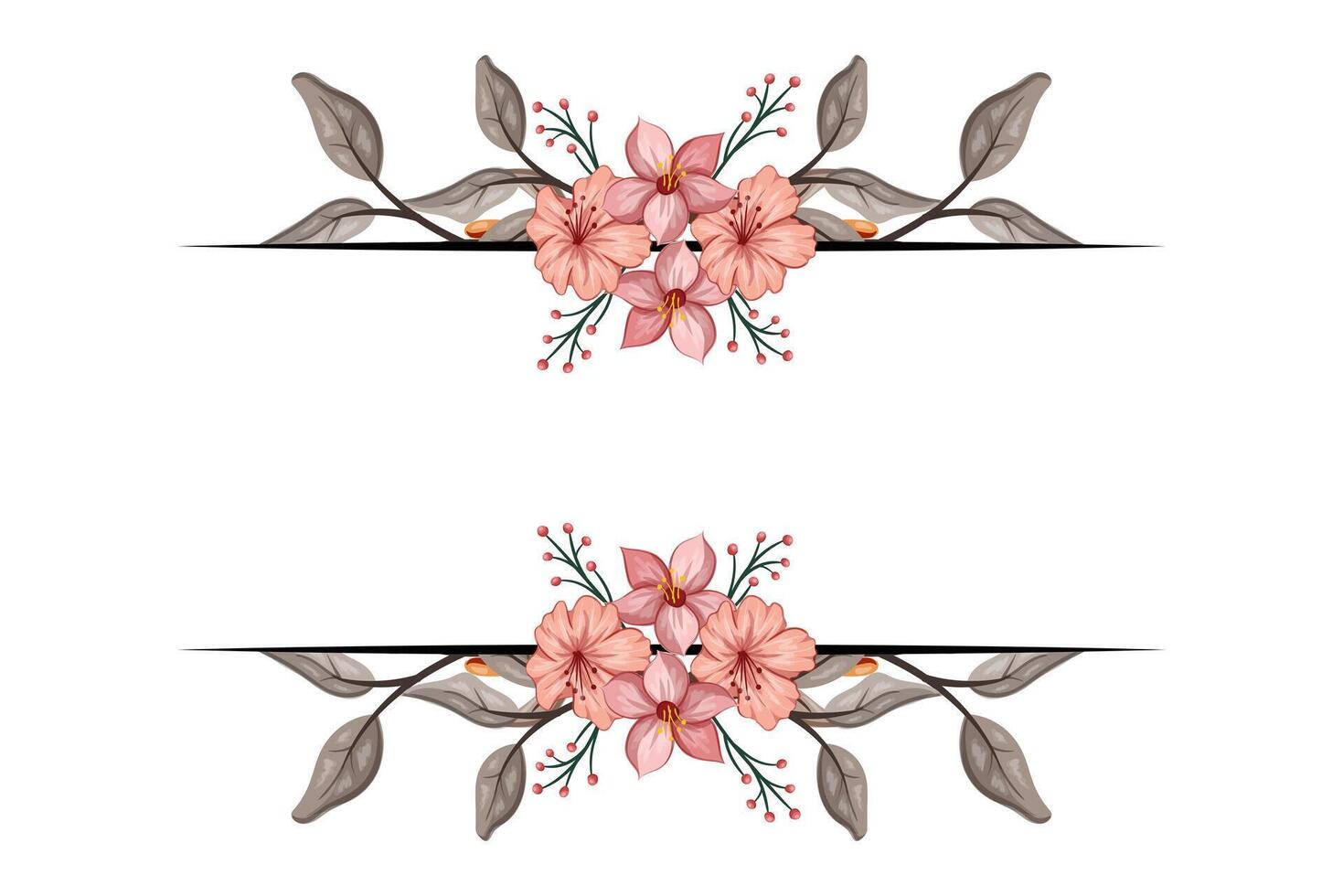 The Blooms Greenery Floral Foliage Ornament Corner Text Separator adds elegant framing text in invitations, cards vector