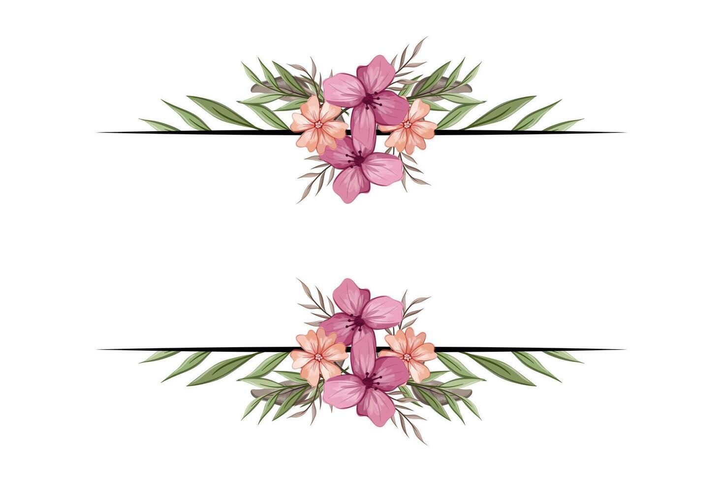 The Blooms Greenery Floral Foliage Ornament Corner Text Separator adds elegant framing text in invitations, cards vector
