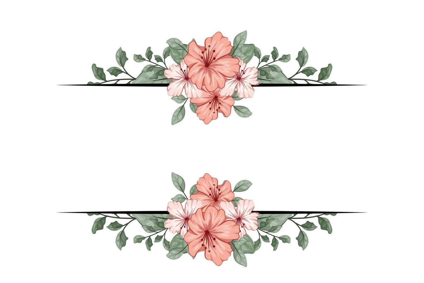 The Blooms Greenery Floral Foliage Ornament Corner Text Separator adds elegant framing text in invitations, cards vector