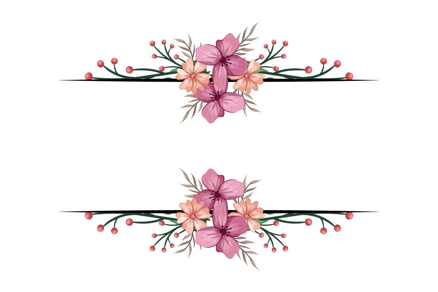 The Blooms Greenery Floral Foliage Ornament Corner Text Separator adds elegant framing text in invitations, cards vector