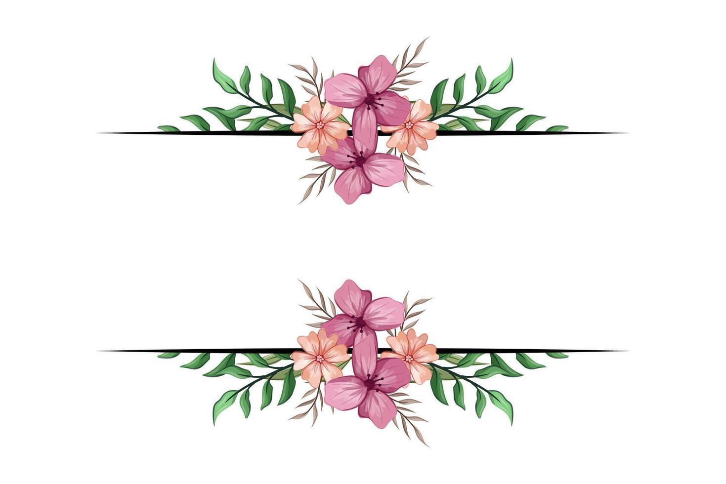 The Blooms Greenery Floral Foliage Ornament Corner Text Separator adds elegant framing text in invitations, cards vector