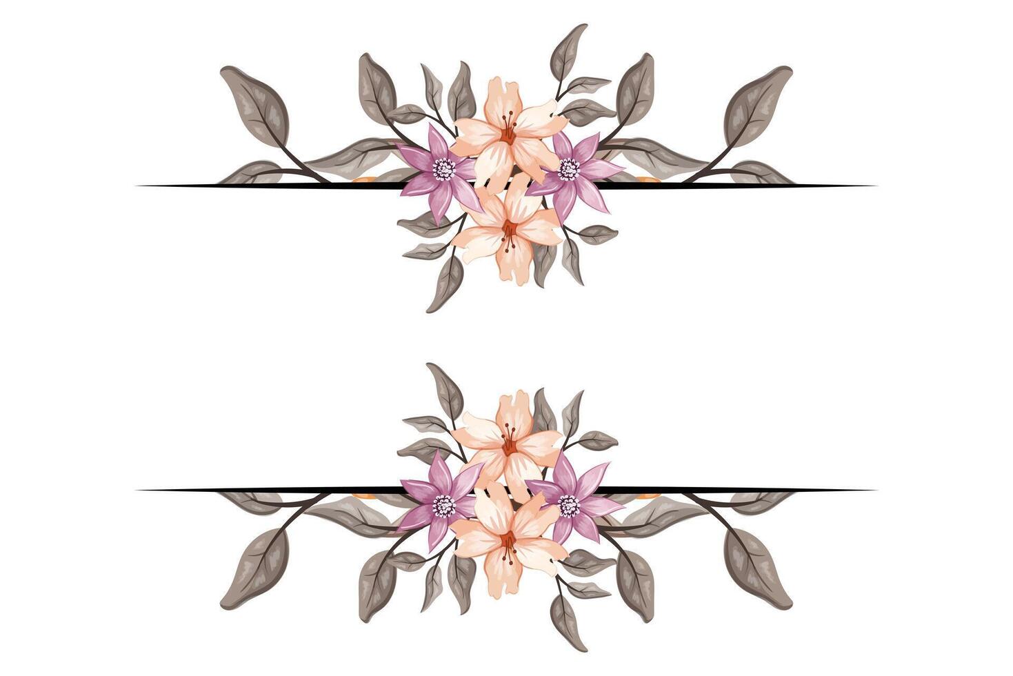 The Blooms Greenery Floral Foliage Ornament Corner Text Separator adds elegant framing text in invitations, cards vector