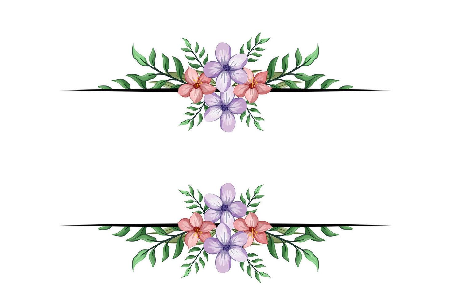 The Blooms Greenery Floral Foliage Ornament Corner Text Separator adds elegant framing text in invitations, cards vector