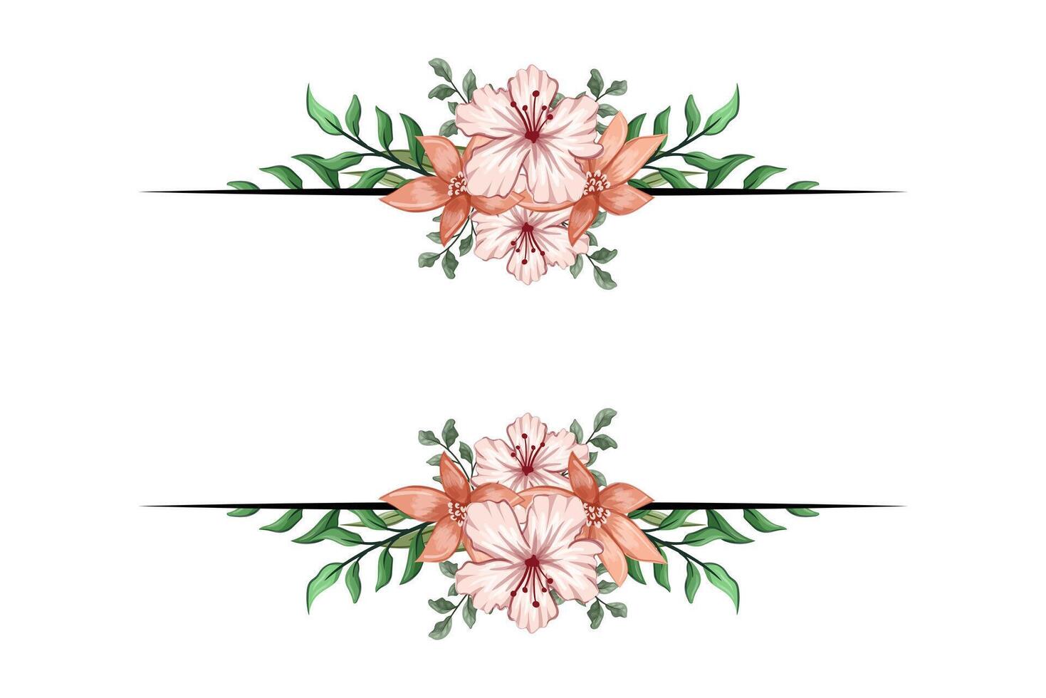 The Blooms Greenery Floral Foliage Ornament Corner Text Separator adds elegant framing text in invitations, cards vector