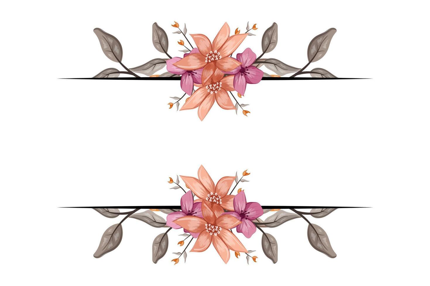 The Blooms Greenery Floral Foliage Ornament Corner Text Separator adds elegant framing text in invitations, cards vector