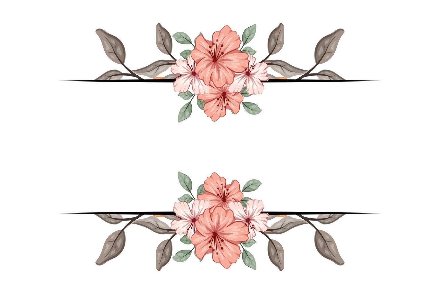 The Blooms Greenery Floral Foliage Ornament Corner Text Separator adds elegant framing text in invitations, cards vector