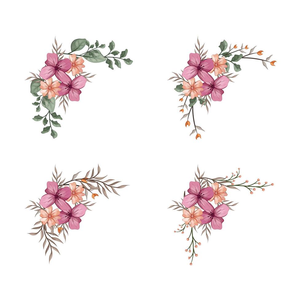 Blooms Greenery Floral Foliage Ornament Corner Text Separator vector