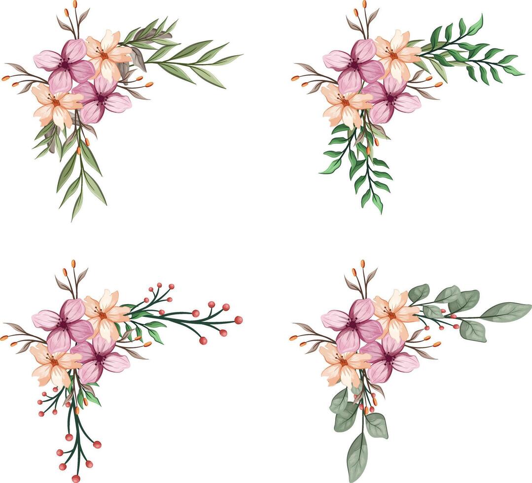 Blooms Greenery Floral Foliage Ornament Corner Text Separator vector