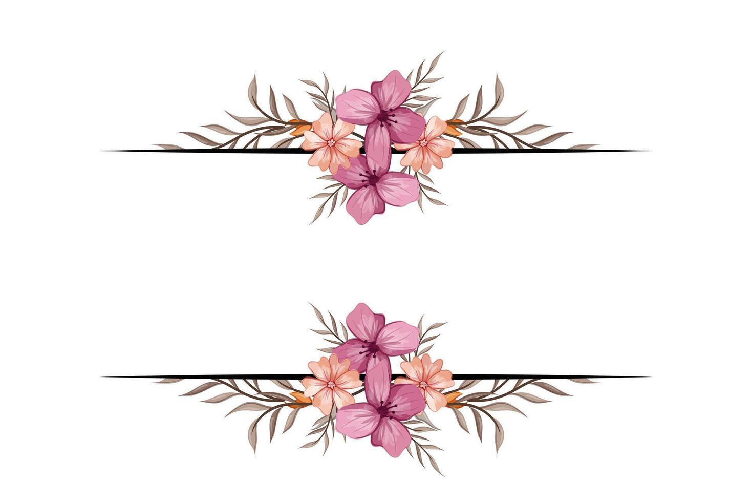 The Blooms Greenery Floral Foliage Ornament Corner Text Separator adds elegant framing text in invitations, cards vector