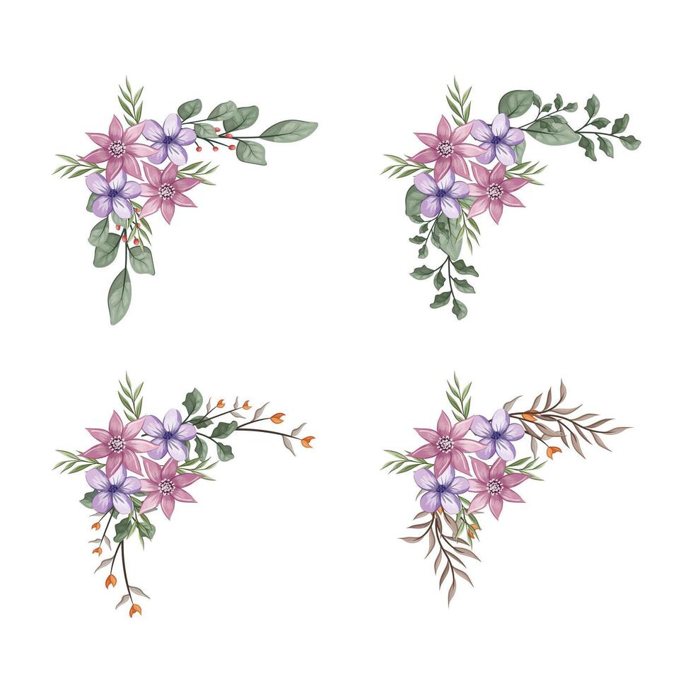 Blooms Greenery Floral Foliage Ornament Corner Text Separator vector