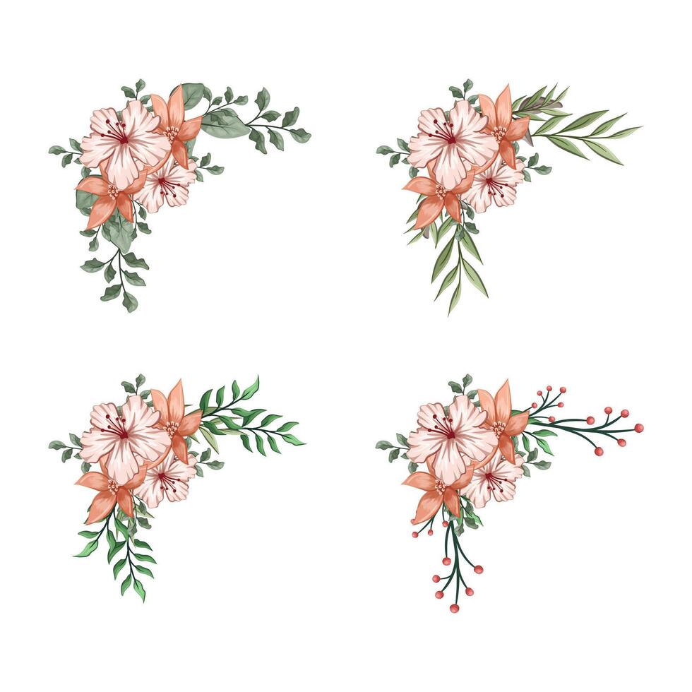 Blooms Greenery Floral Foliage Ornament Corner Text Separator vector
