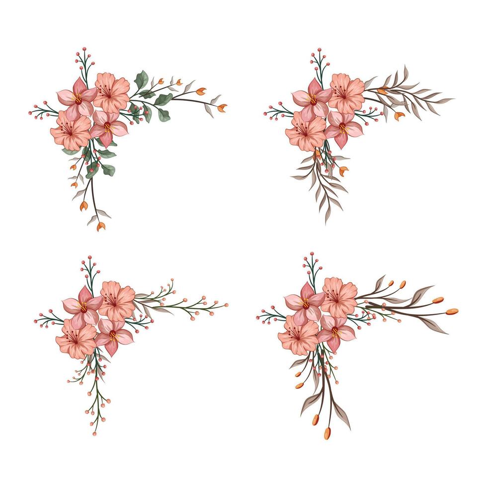 Blooms Greenery Floral Foliage Ornament Corner Text Separator vector