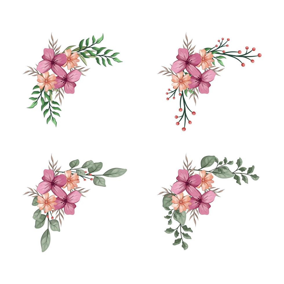 Blooms Greenery Floral Foliage Ornament Corner Text Separator vector
