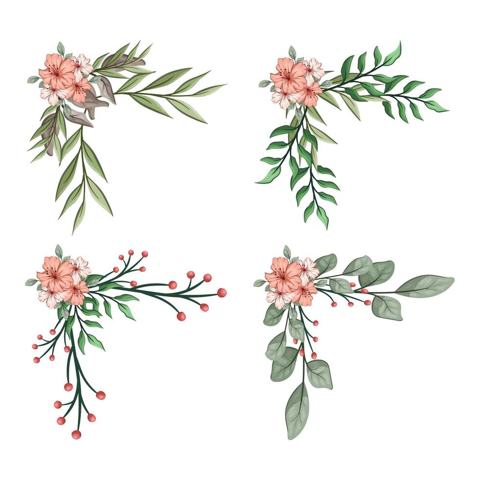 Blooms Greenery Floral Foliage Ornament Corner Text Separator vector