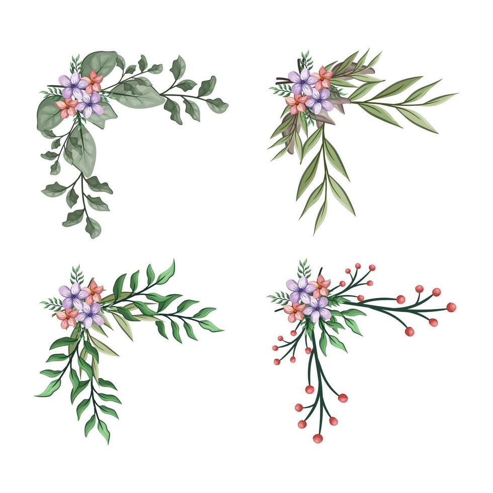 Blooms Greenery Floral Foliage Ornament Corner Text Separator vector