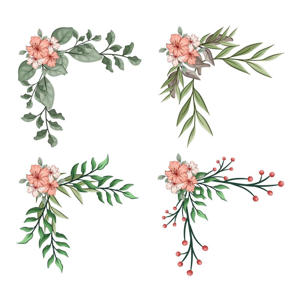 Blooms Greenery Floral Foliage Ornament Corner Text Separator vector