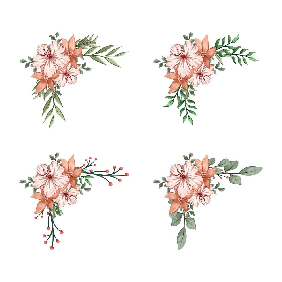 Blooms Greenery Floral Foliage Ornament Corner Text Separator vector