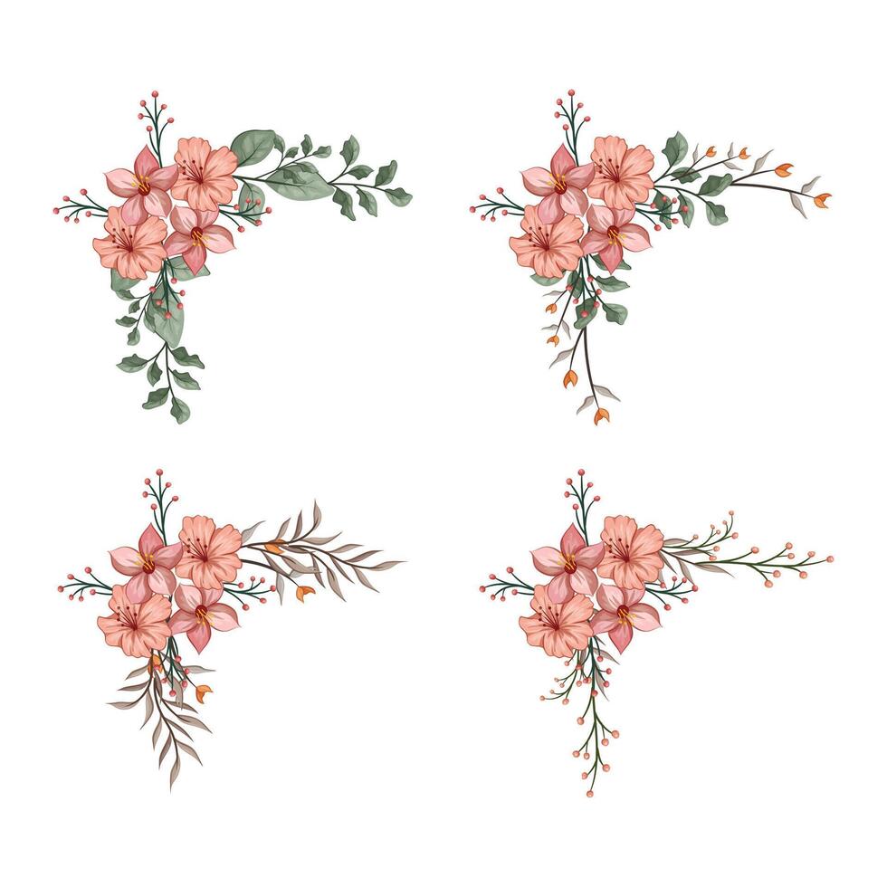 Blooms Greenery Floral Foliage Ornament Corner Text Separator vector