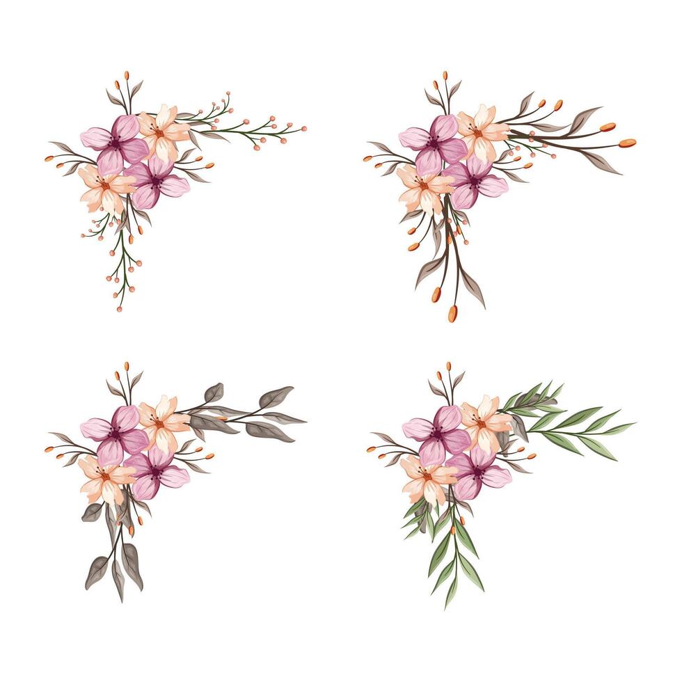 Blooms Greenery Floral Foliage Ornament Corner Text Separator vector