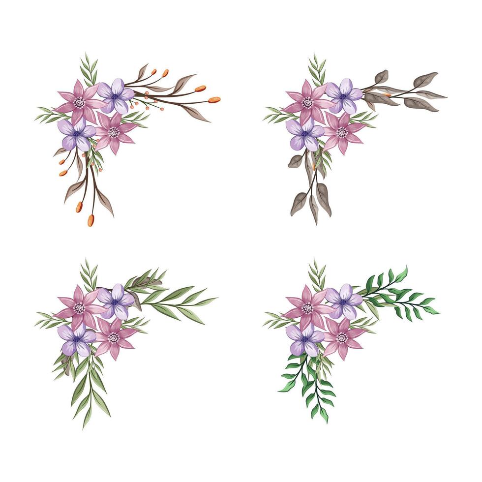 Blooms Greenery Floral Foliage Ornament Corner Text Separator vector